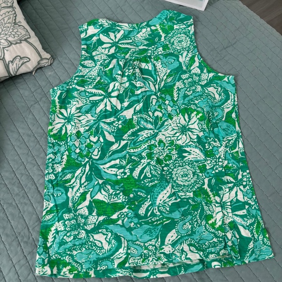 Lilly Pulitzer Botanical Green Safari Sangria Sleeveless top Sz S - Picture 4 of 8